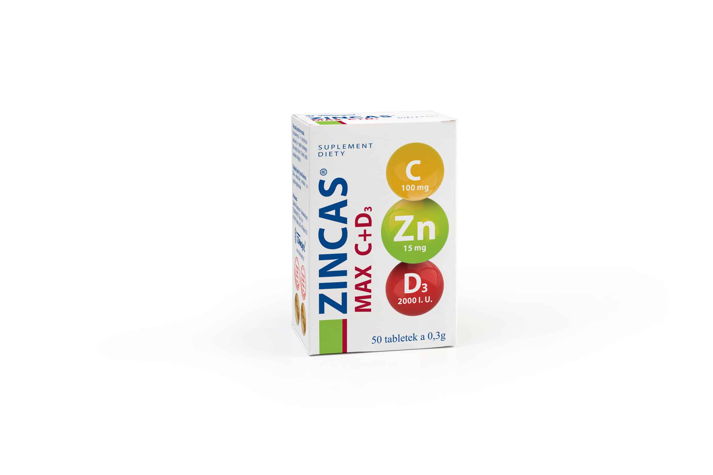 ZINCAS® MAX C + D3 SUPLEMENT DIETY 50 tabletek a 0,3g